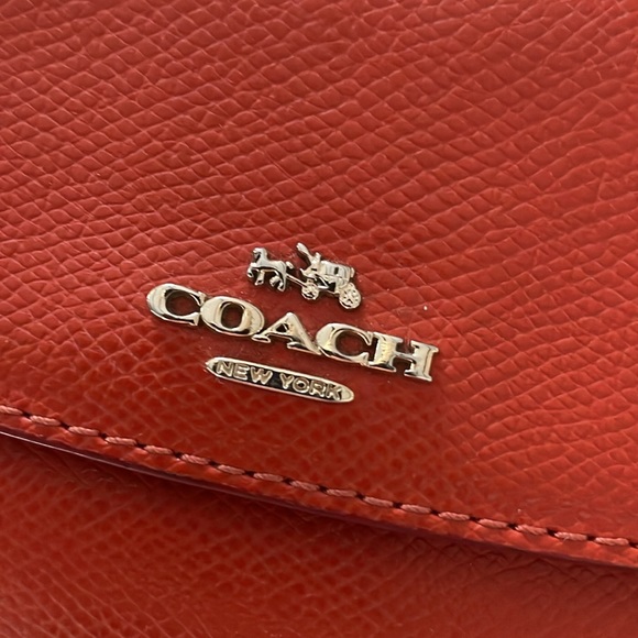Vintage Coach New York Slim Flap Pebble Leather Wallet with Zip- 8 x 4.25-Orange - Picture 2 of 9